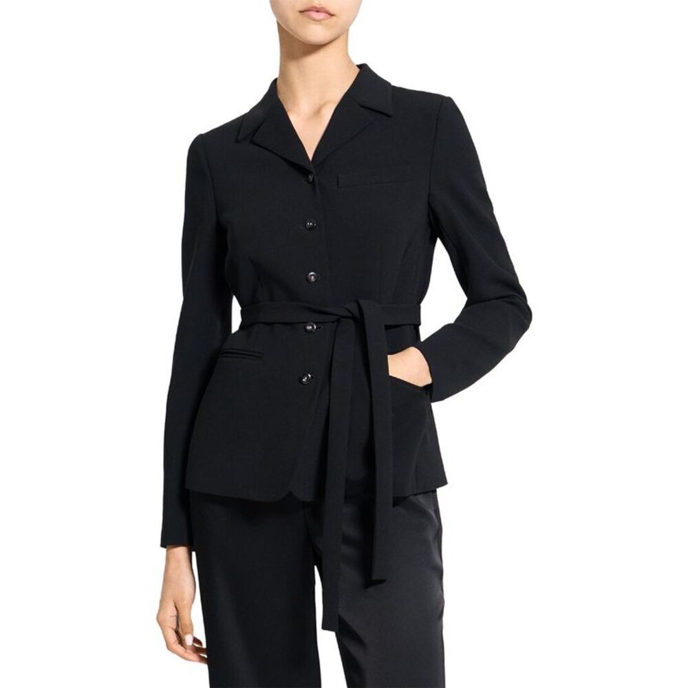 Theory Womens  Admiral Crepe Tie Waist Jacket